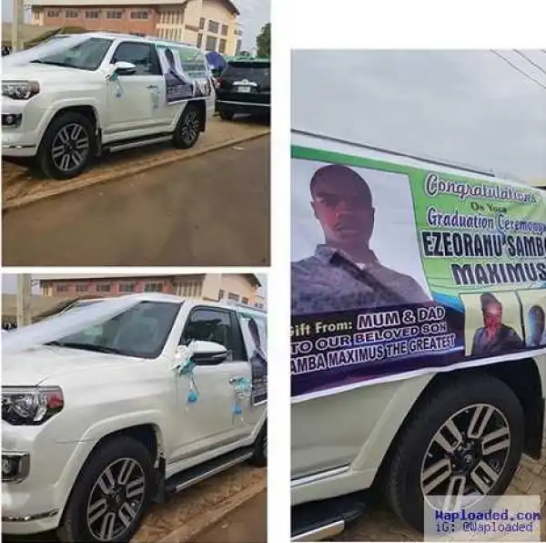 See the Multi-million Naira Car Gift a Babcock Student Got from His Parents at His Convocation (Photo)